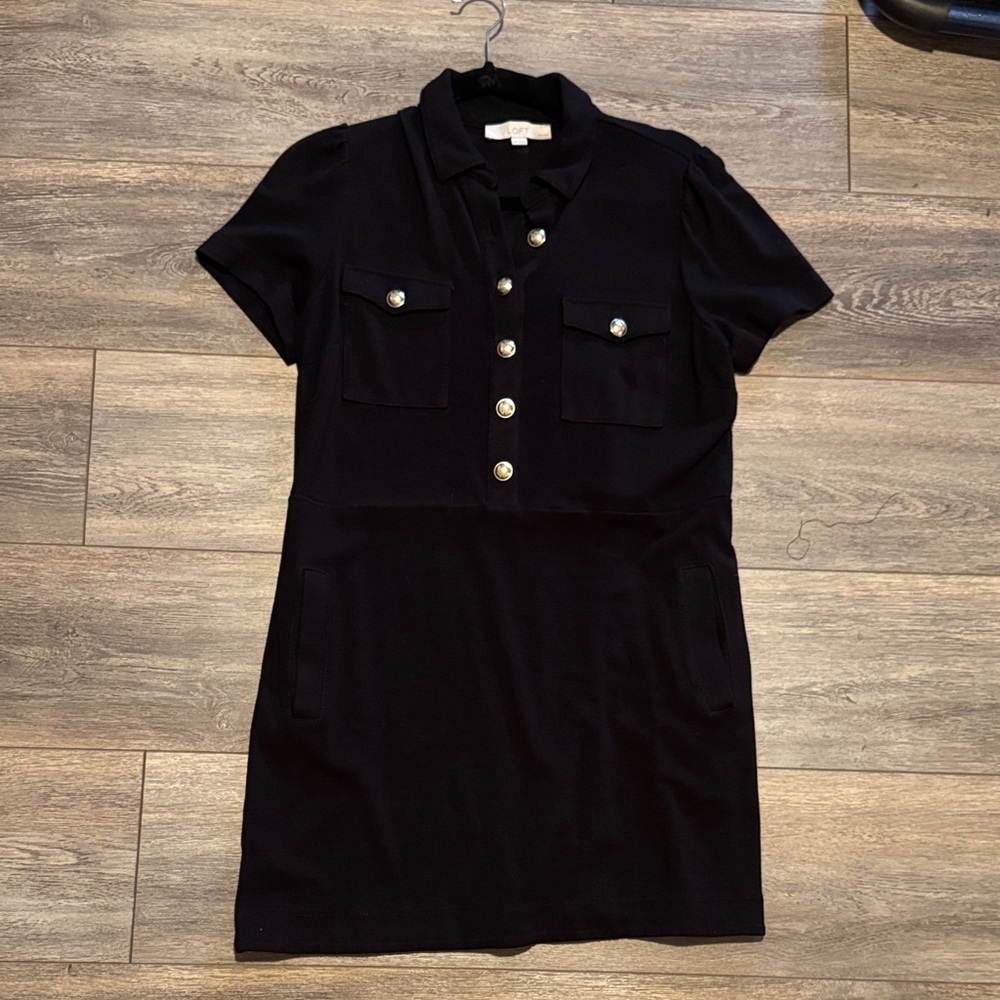 LOFT Black Midi Dress